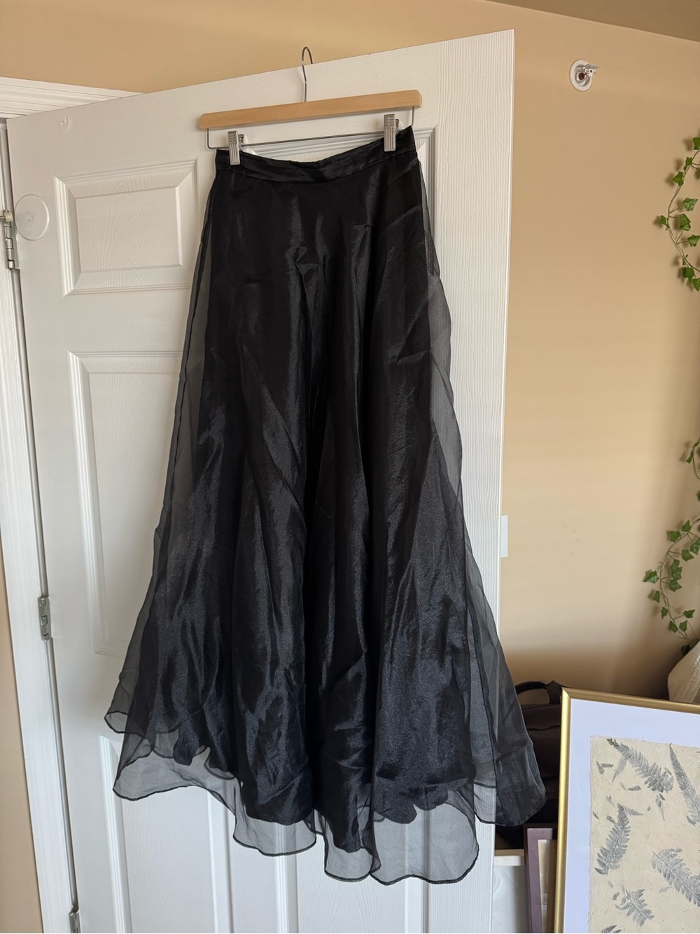 J.B.S. Black Full-Length A-Line Chiffon Skirt